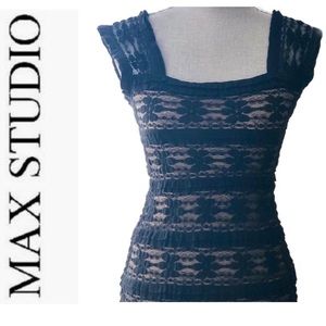 Max Studio black and tan lace Fitted Top